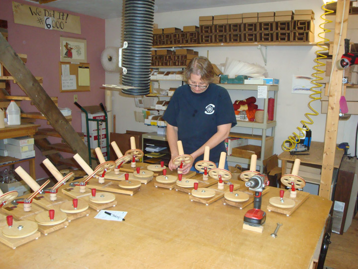 Liz making lots of ball winders