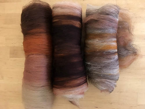 From L-R: Striped, Layered and Heathered Pumpkin Spice Batts